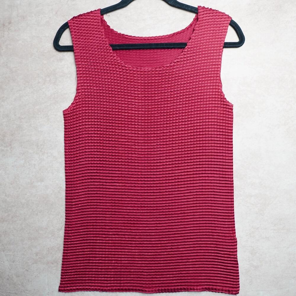 Y2K Textured Sleeveless Tank Berry Red Small